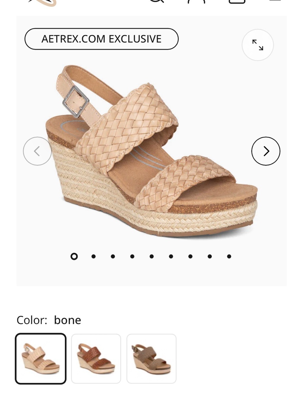 Aetrex Bone Braided Espadrille Wedge Sandal